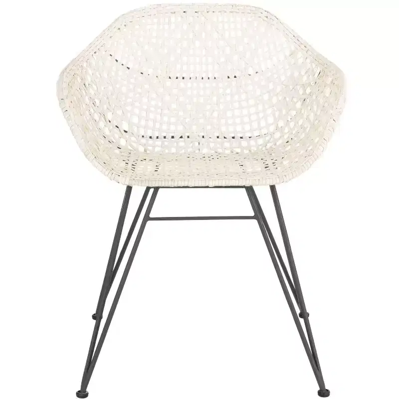 Jadis Woven Leather Dining Chair (Set of 2) - DCH4002 - White/Dark Grey - Safavieh