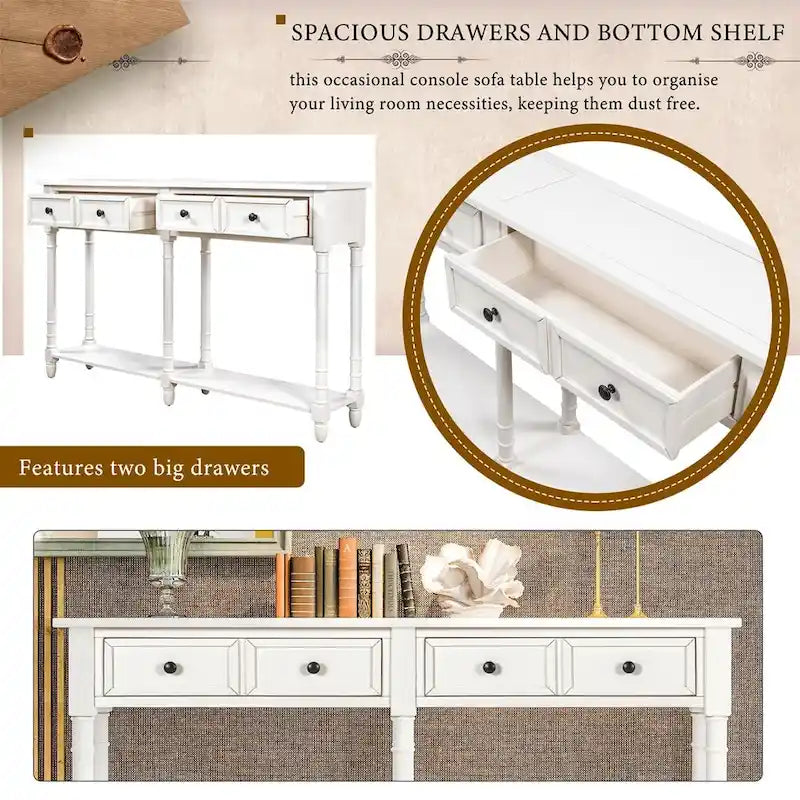 2-Drawer Console Table with Bottom Shelf