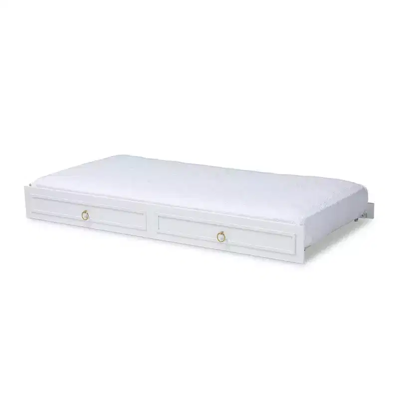 Twin White Finished Wood Trundle