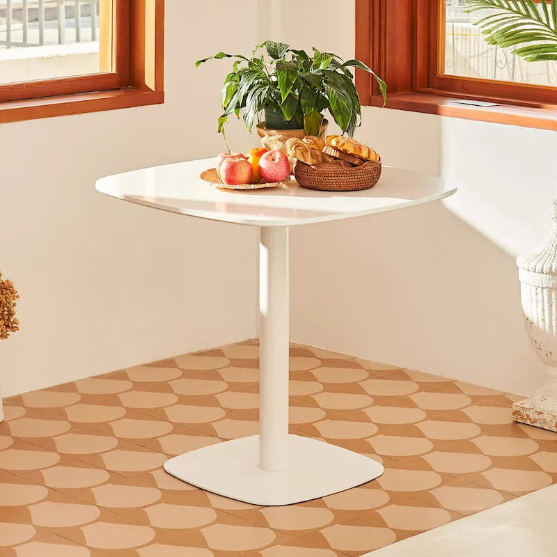 32 in. Square Tulip Dining Table, Matte White
