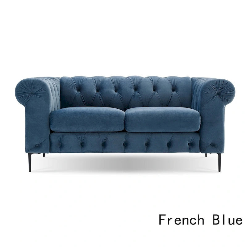 Tufted Velvet Chesterfield Loveseat Sofa