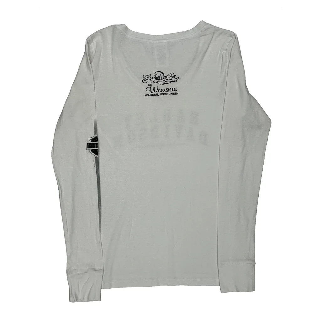 Women's White Cotton Long Sleeve T-Shirt Regular Fit Round Neck