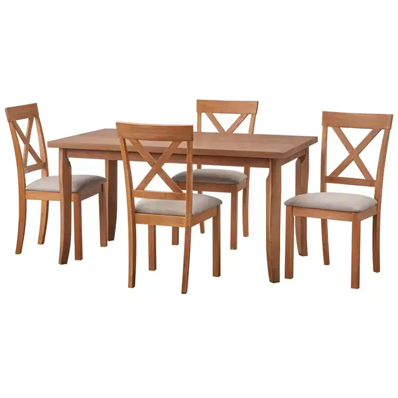Buylateral Fairmont 5pc Modern Farmhouse Rectangular Dining Set Driftwood/Beige