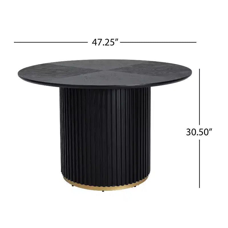 Linnea Industrial 5 Piece Upholstered Dining Chairs with Round Pedestal Dining Table