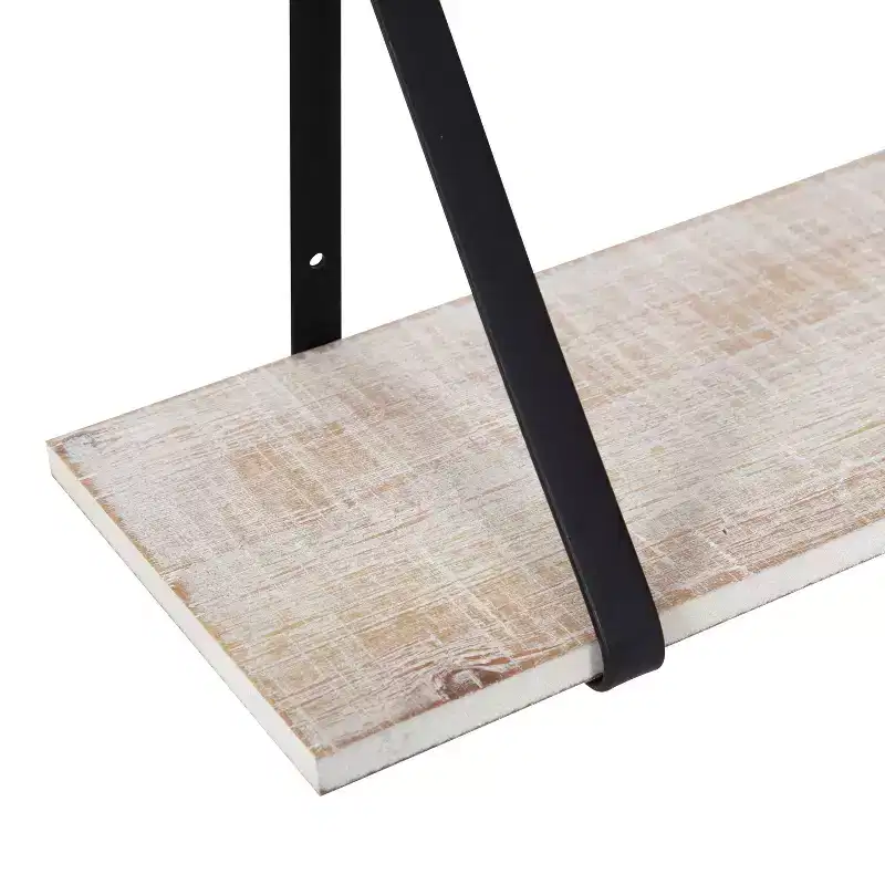 Soloman Rectangle Wood Floating Shelf, 2 Pk-28, White