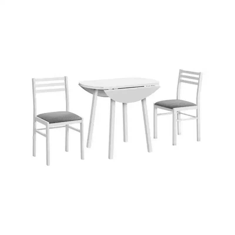 Homy Casa 3-Piece Drop-Leaf Dining Table Set with 2 Chairs  Space-Saving Kitchen Furniture