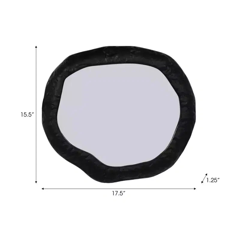 Modern Irregular Wall Mirror - Textured Frame - Glass & Metal - Contemporary Accent Mirror for Home, Office, Bedroom, Living Room - 1 Black