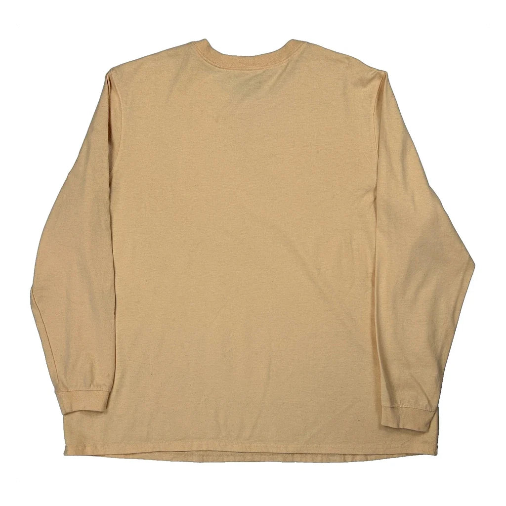 Women's Long Sleeve Crew Neck T-Shirt 2XL Beige Cotton Regular Fit