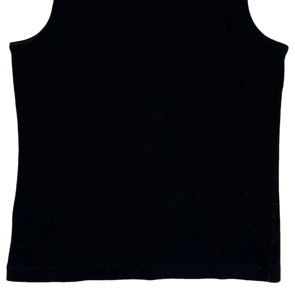 Women's Sleeveless Vest XS Black Cotton Casual Round Neck Regular Fit