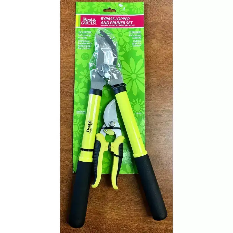 Best Garden 15 Bypass Lopper and 7 Bypass Pruner Combo Carbon Steel Blade