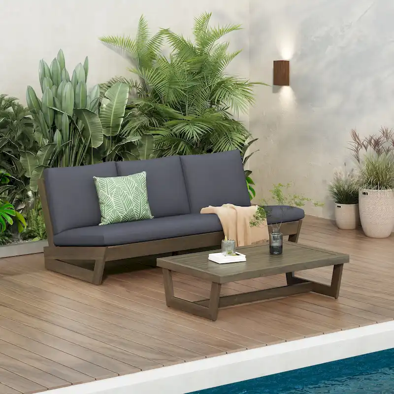 Christopher Knight Home - Sherwood Acacia Outdoor Patio Sofa with Coffee Table Set