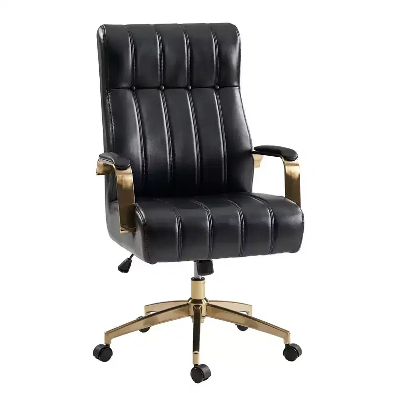 Siivio Modern Leather Swivel Tilting Office Chair with Channel Tufted|HULALA??HOME
