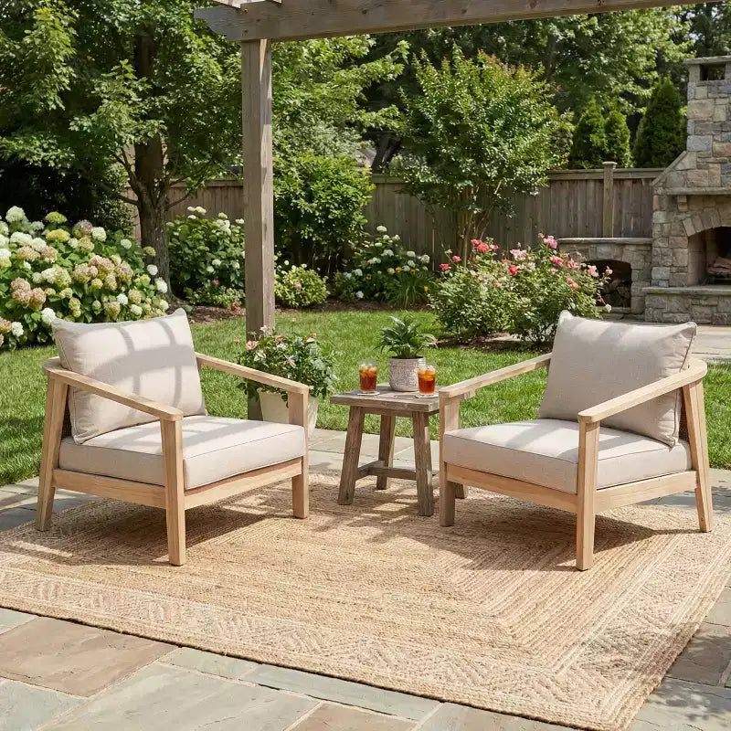 Christopher Knight Home Valentina Modern Acacia Wood Patio Club Chair with Cushion and Wicker Design