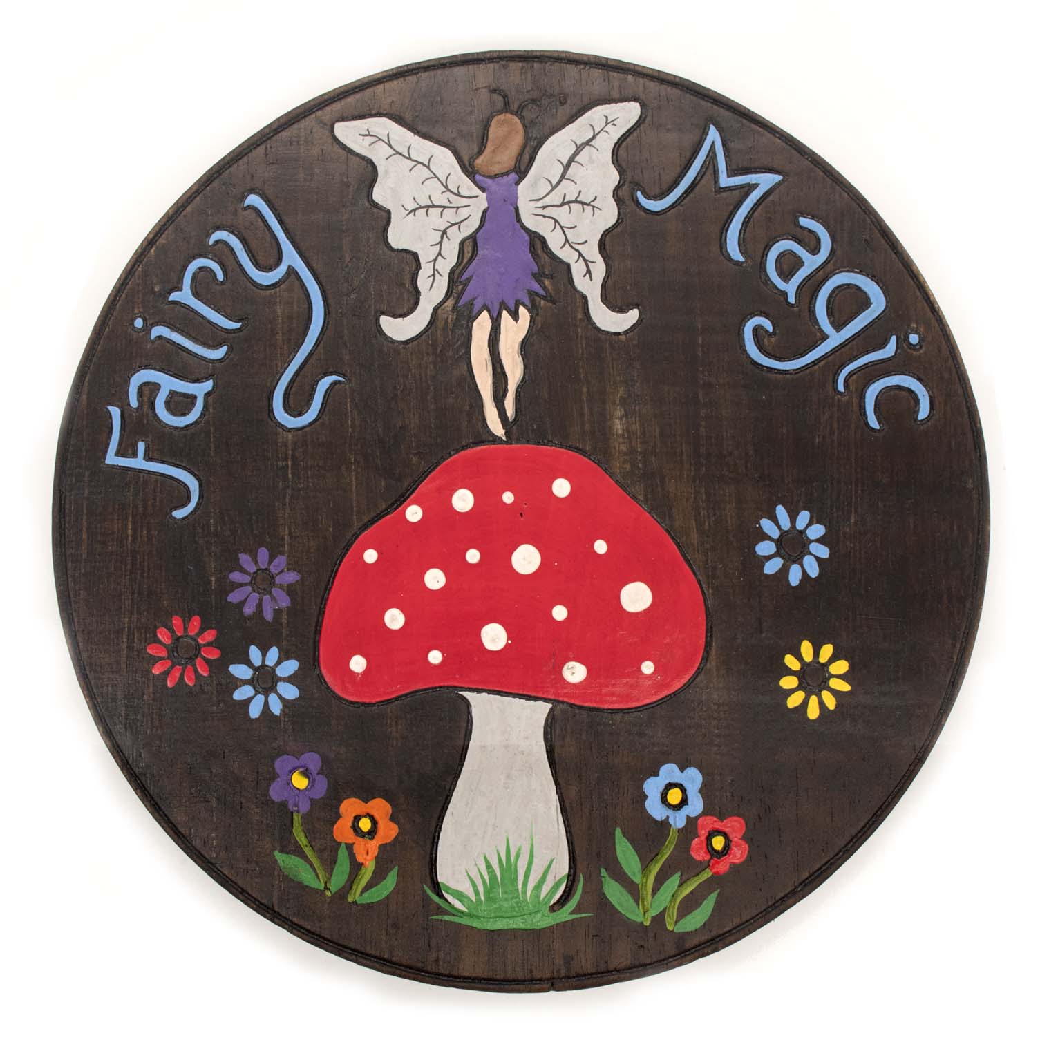 'Fairy Magic' Painted Wood Round Plaque