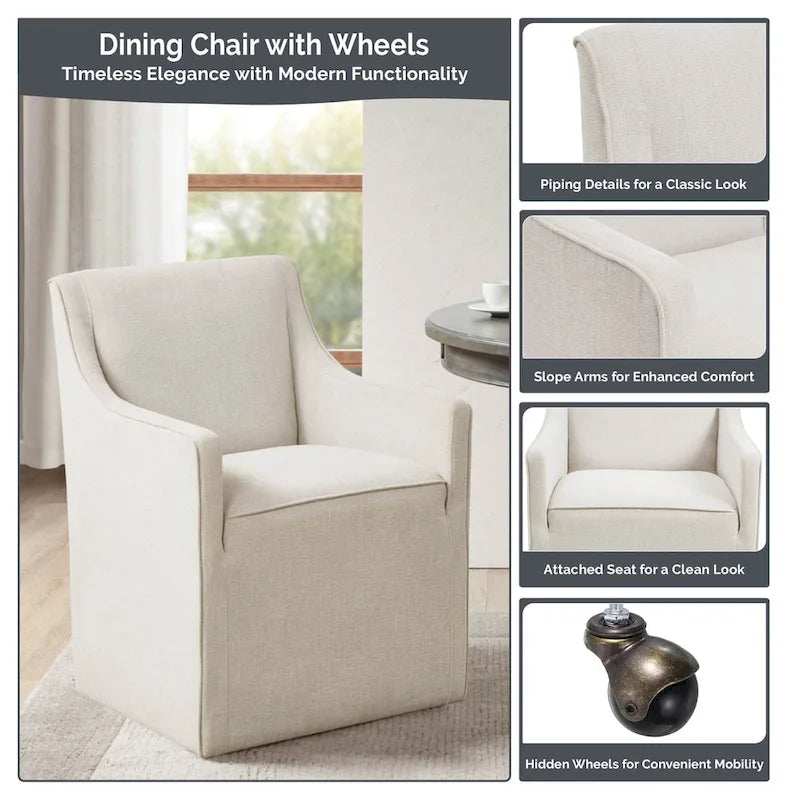 Dining Arm Chair with Casters