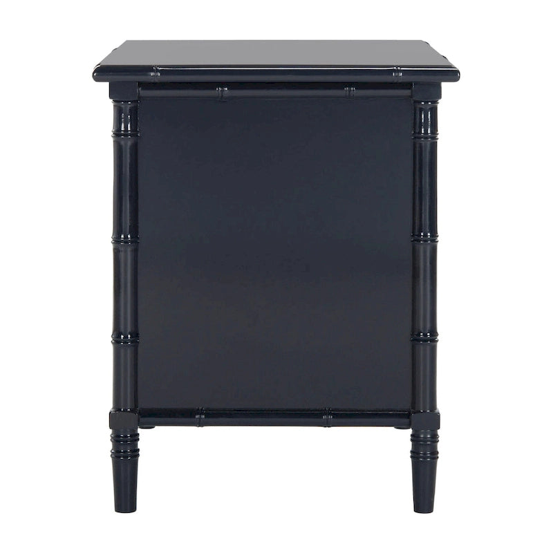 Modern Coastal 3-Drawer Nightstand with Bamboo-Style Frame & Gold Pulls