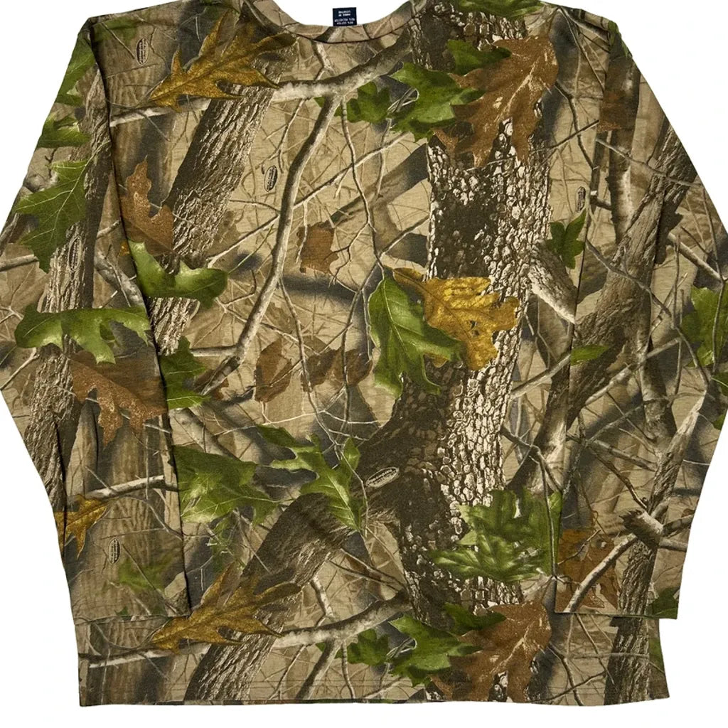 Camo Long Sleeve T-Shirt Men Regular Fit Crew Neck Cotton Blend