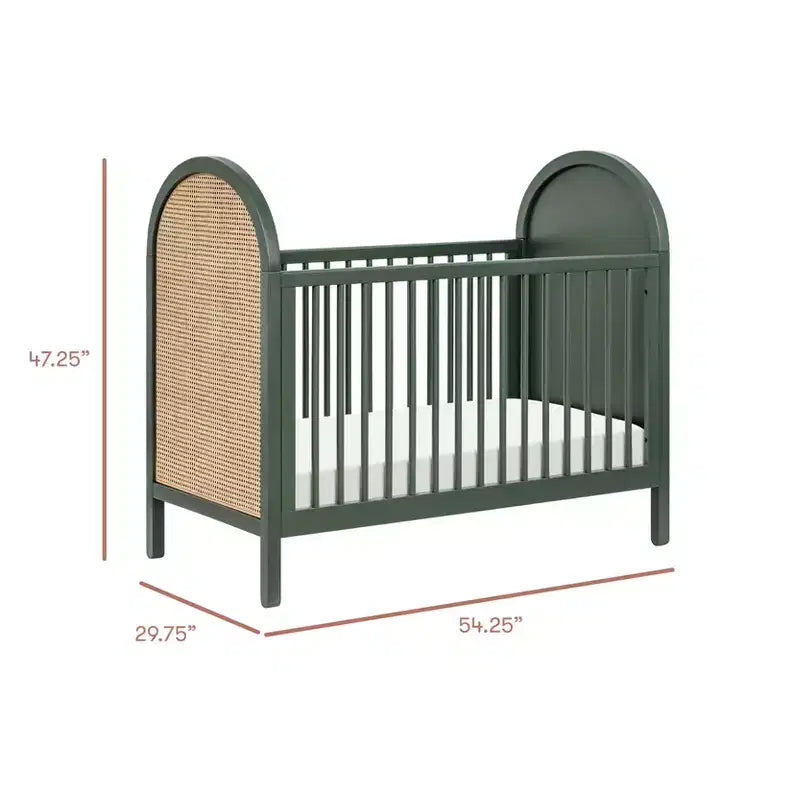 Boho Cane 3-in-1 Convertible Crib with Toddler Bed Conversion Kit
