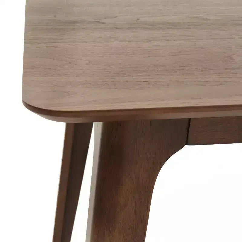 Imwalle Mid Century Modern Faux Leather Upholstered 5 Piece Dining Set, Walnut and Dark Brown