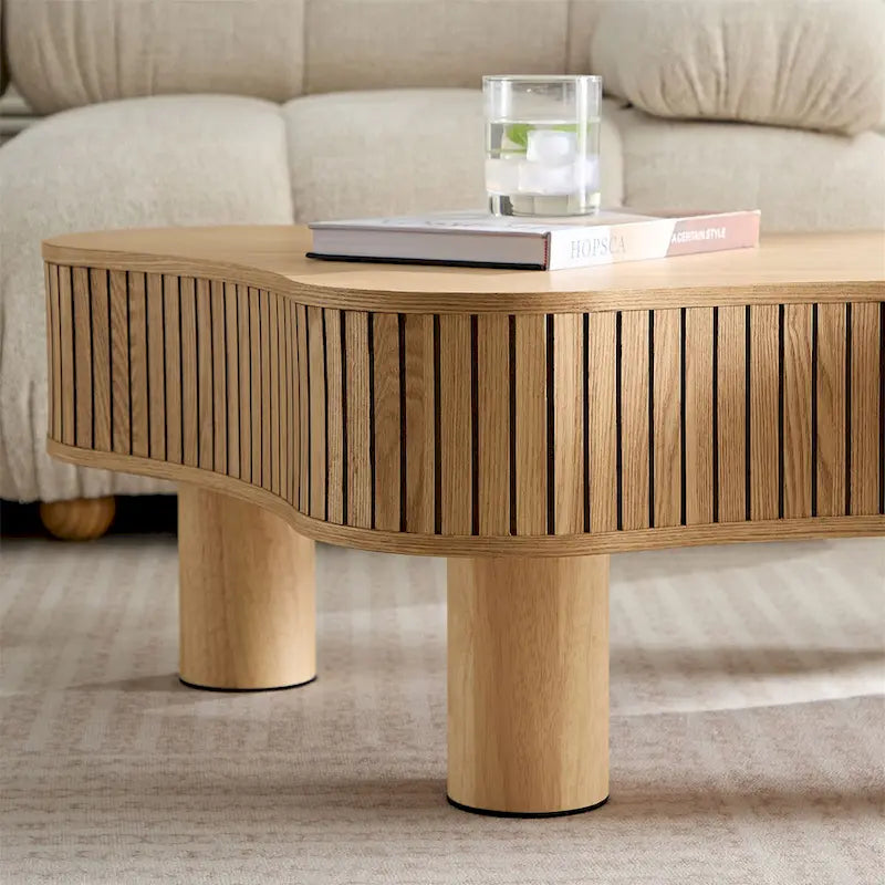 42.52 Inch Modern Wooden Drum Coffee Table