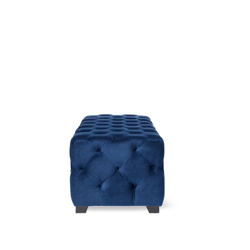 Tufted Velvet Ottoman Bench - Button Detail Upholstered Entryway Bench for Bedroom