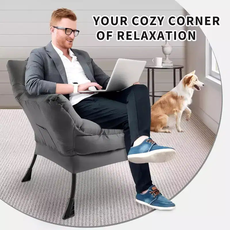 Modern Lounge Chair - Slim Profile Armchair for Small Spaces