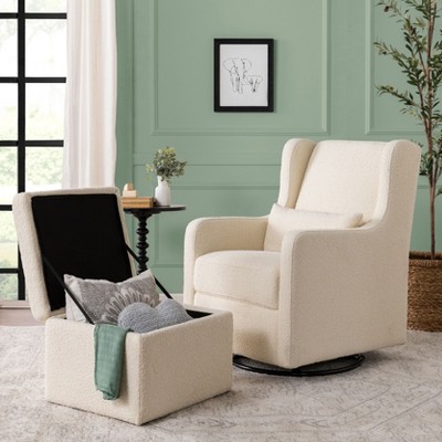 Carter's by daVinci Adrian Swivel Glider with Storage Ottoman - Ivory Boucle