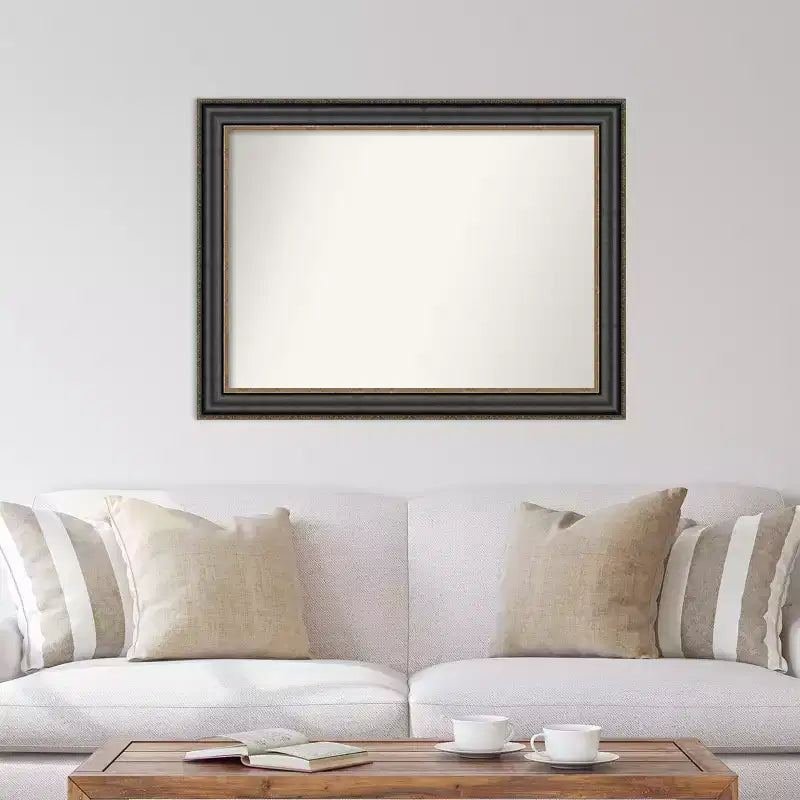 44 x 33 Non-Beveled Black Bronze Wall Mirror Modern Rectangular Polystyrene Frame