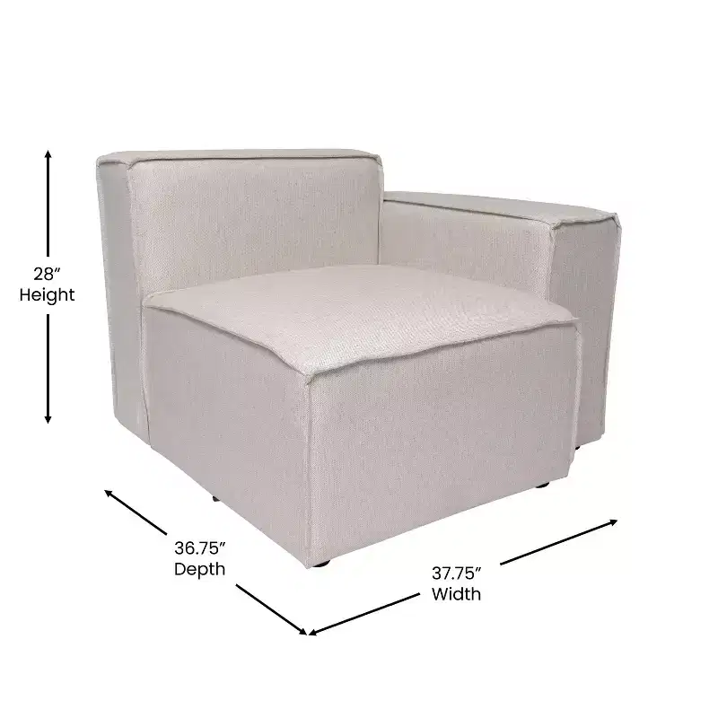 Emma and Oliver Modular Right Side Armchair with Arm Rest