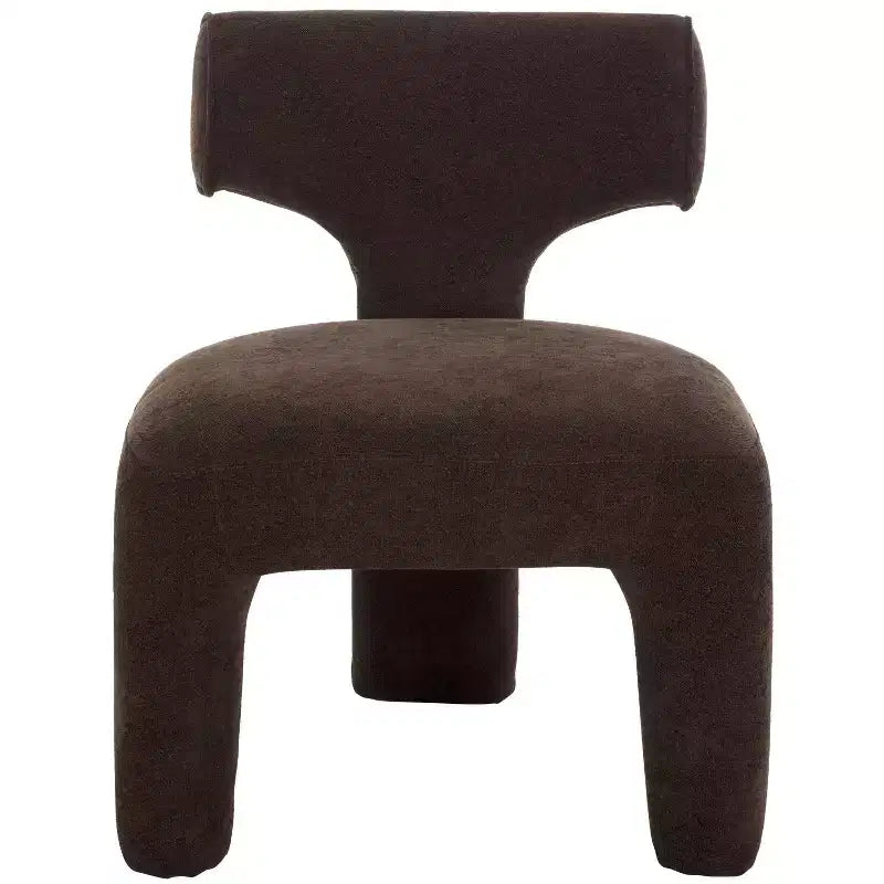 Linen Upholstered Accent Chair - Armless, Wood Frame, Warm Brown