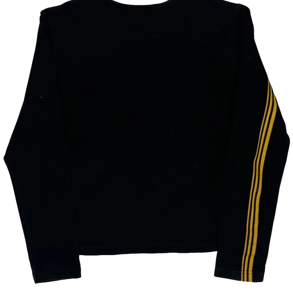 Striped Long Sleeve T-Shirt Large Black Cotton