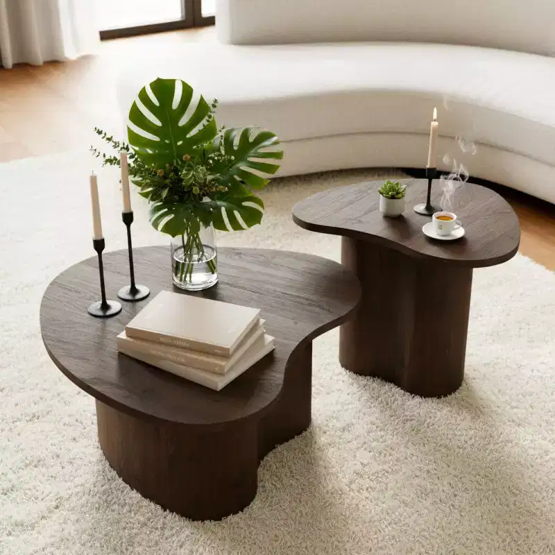 Modern Heart-Shaped Coffee Tables, Nesting Accent Tables, Small Decorative Coffee Table for Living Room or Apartment