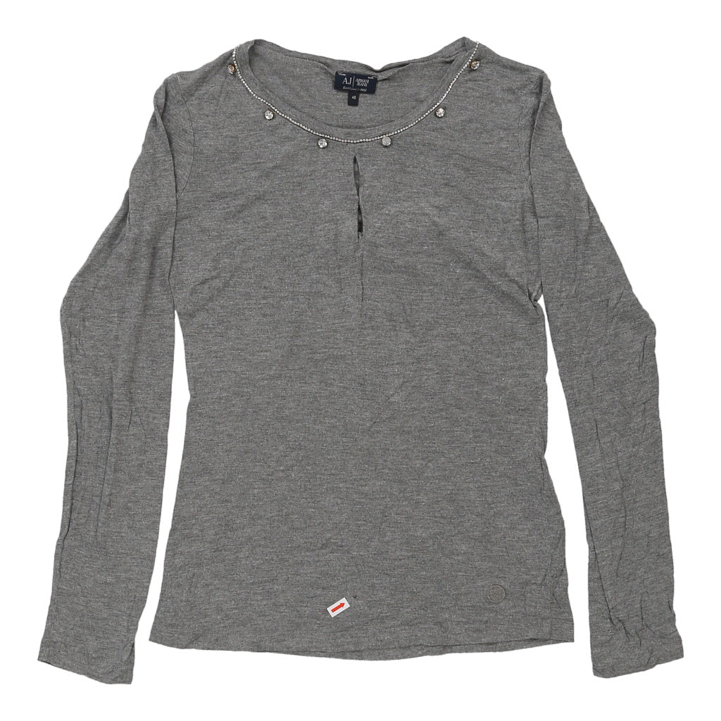 Women's Long Sleeve T-Shirt Small Grey Viscose Relaxed Fit