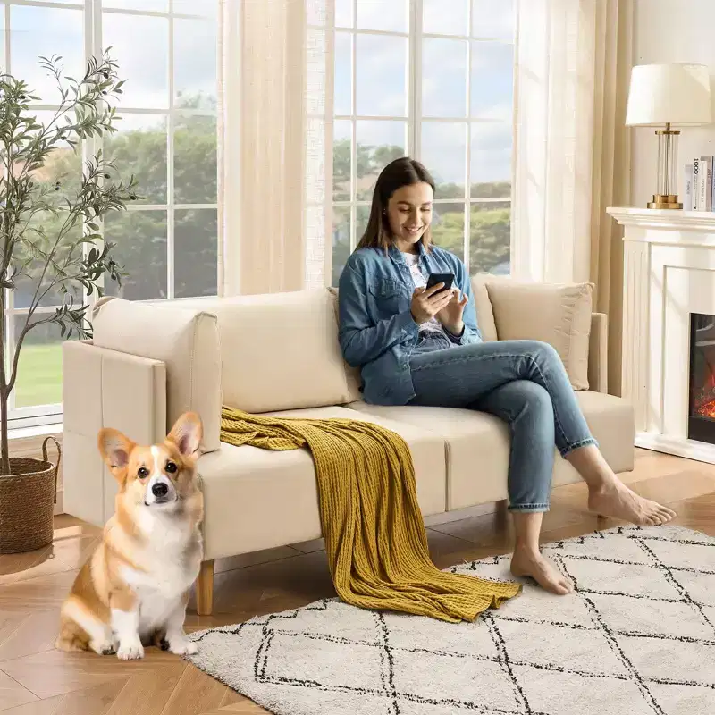 76 Sofa Couch, Comfy Upholstered Loveseat with Extra Deep Seats