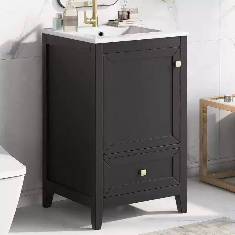 20 Small Bathroom Vanity with Sink, Bathroom Cabinet with Soft Closing Door, Storage Rack and A Drawer