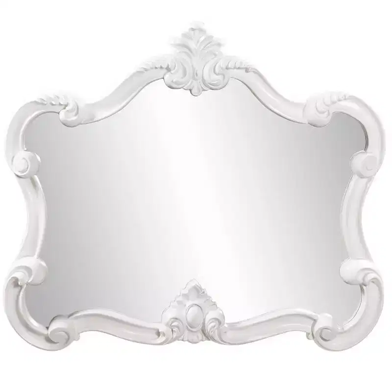 Howard Elliott 28"x32" Veruca Glossy Framed Accent Wall Mirror White: Modern Rectangle, No Assembly Required