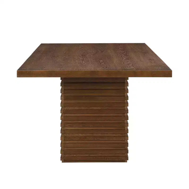 84 Wood Rectangular Dining Table for 6, Pedestal Base