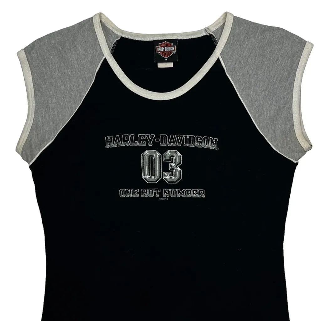Women's Graphic Print Sleeveless Top Black Grey Cotton Medium