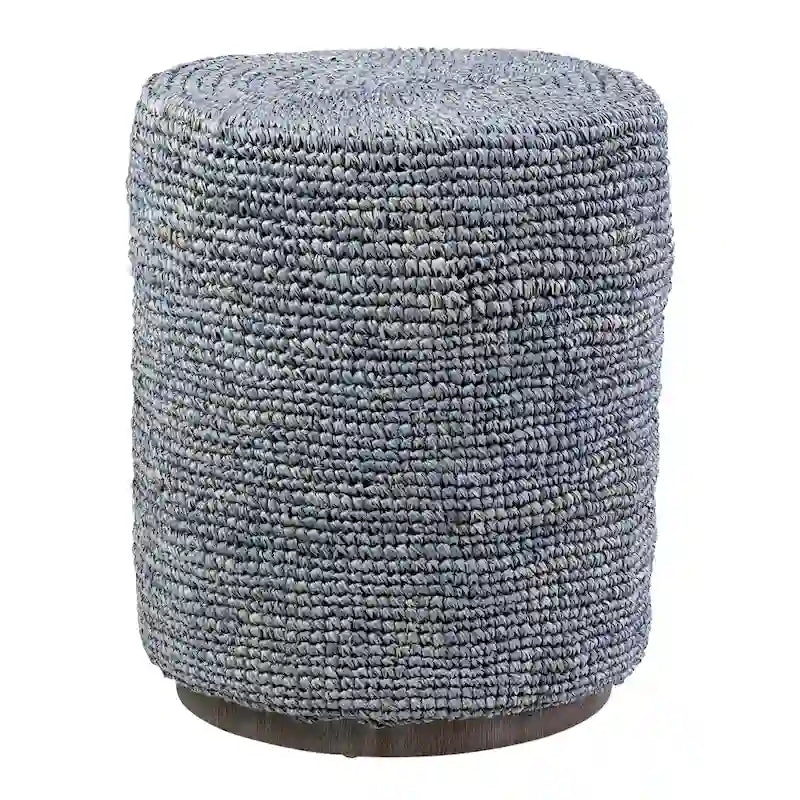 Handwoven Natural Raffia Ottoman Accent Table