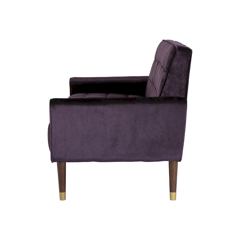Mid-Century Modern Tufted Velvet Loveseat with Gold Tapered Legs