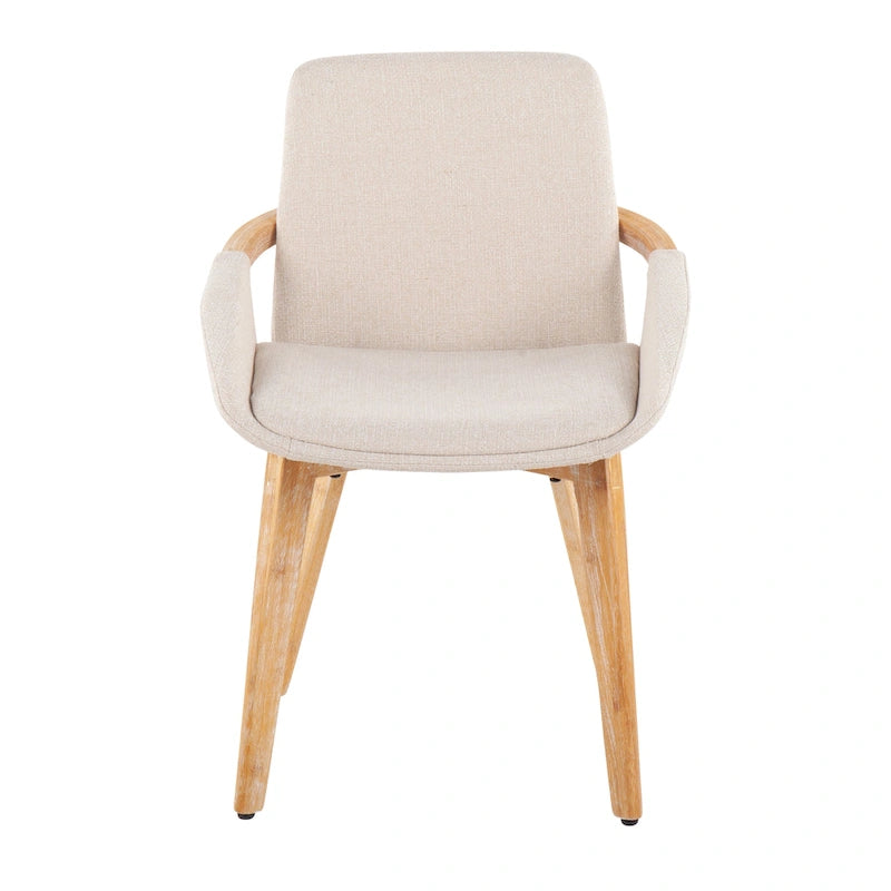 Mid-Century Upholstered Dining Chair with Natural Wood Arms and Legs