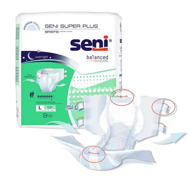 Seni Super Plus Adult Incontinence Brief L Heavy Absorbency Breathable / Overnight, S-LA09-BP1, Heavy to Severe