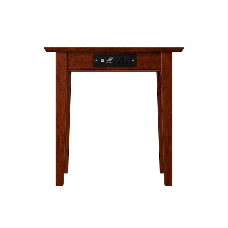 Solid Hardwood Side Table with Built-In Charging Station