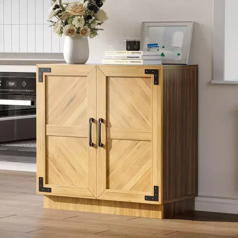 63 Farmhouse Sideboard Buffet Cabinet with Charging Station 鈥?3 Drawers, 4 Doors, Adjustable Shelves