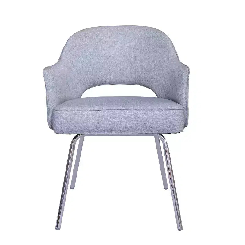 Guest Chair Gray Linen - Boss Office Products: Chrome Base, Mid-Century Modern, 275lbs Capacity