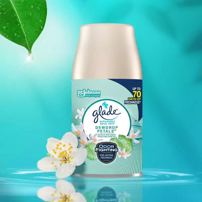 Glade Automatic Air Freshener Room Spray Scent Refills - Dewdrop Petals - 6.2oz/2ct: Battery Operated, Aerosol, Floral & Rain Scents