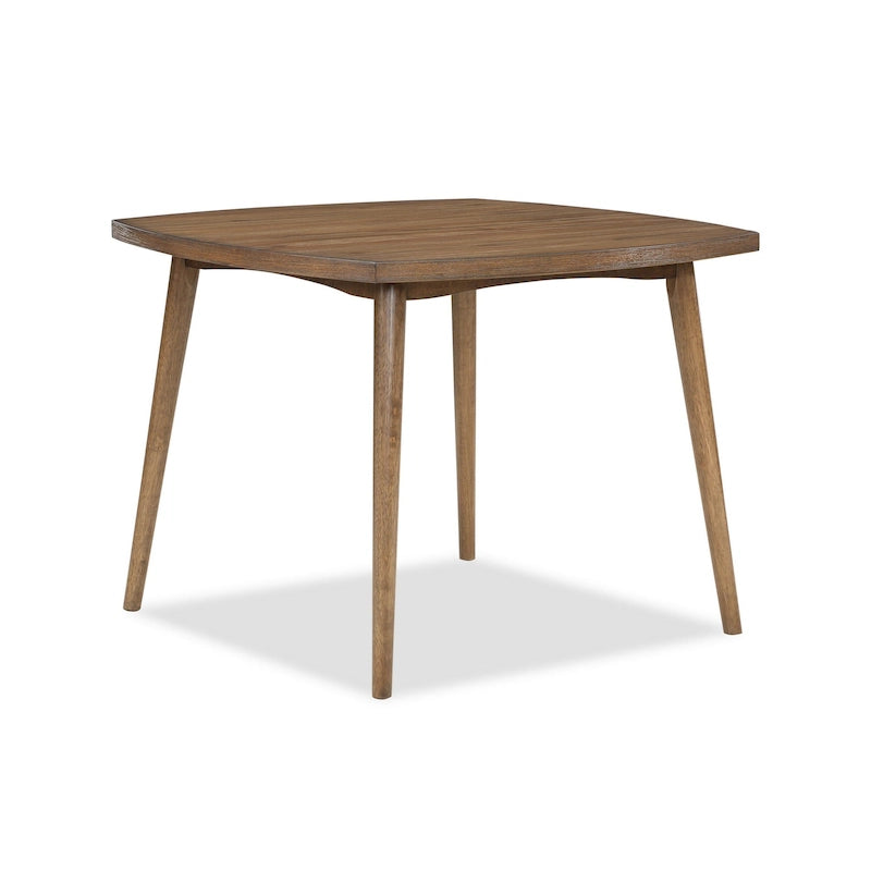 Summit 40 Inch Dining Table, Square Top, Rounded Edges, Wood Frame, Brown