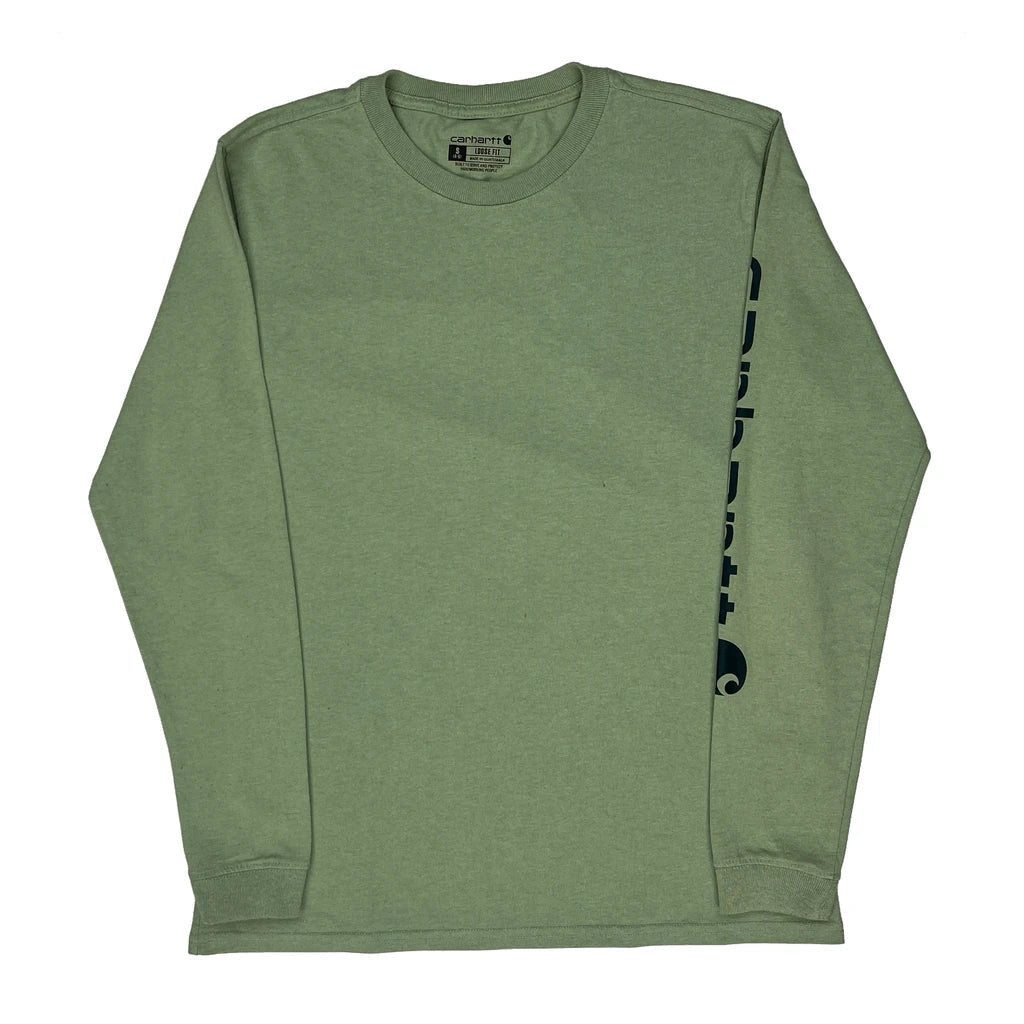 Women's Long Sleeve Crew Neck T-Shirt Small Green Cotton Casual