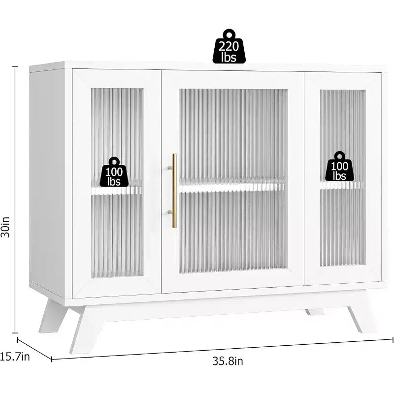 COZONY 36 Buffet Sideboard Cabinet with Fluted Glass Door, Adjustable Shelf, Modern Coffee Bar Storage for Kitchen Dining Room