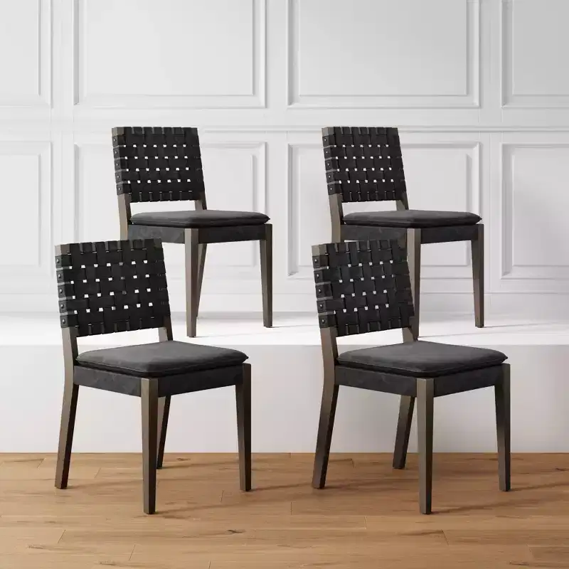 of 4 Cohen Faux Leather Dining Chair Black